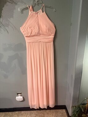 Halter Pleated Blush Pink Prom Dress